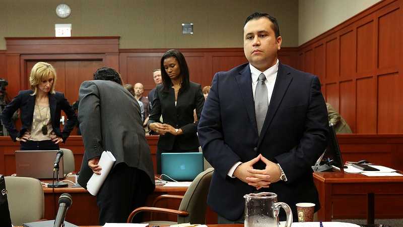 George Zimmerman stands at the beginning of court in Seminole circuit court on the 4th day of George Zimmerman's trial, in Sanford, Fla., Thursday, June 13, 2013. Zimmerman is accused in the fatal shooting of Trayvon Martin. (Jacob Langston/Orlando Sentinel/POOL)