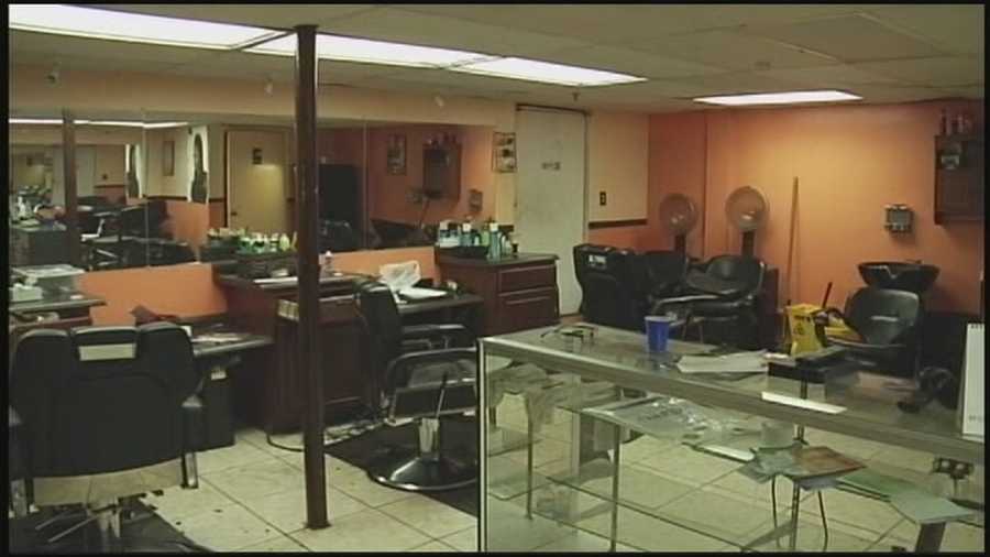 Two robbers are on the run after a frightening salon robbery.