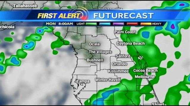 See an hour-by-hour look at rain expected in Central Florida on Monday.