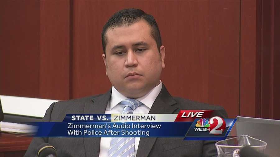 George Zimmerman's first recorded interview with police the night he shot and killed Trayvon Martin was played in court Monday. Zimmerman said Martin punched him, then got on top of him and siad "you're going to die tonight."