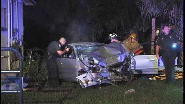 A teenager is in critical condition after allegedly slamming a stolen car into a home in Brevard County.