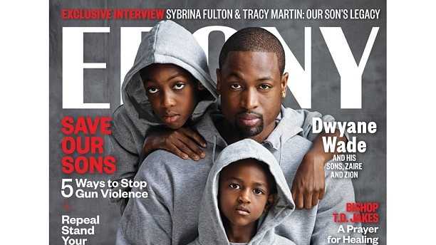 Dwayne Wade and his sons on Ebony's cover.