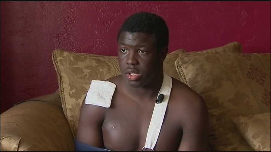 A Seabreeze High School football player who was bitten by a shark on Labor Day said he is in no hurry to swim in the ocean again, but he can't wait to get back onto the gridiron.