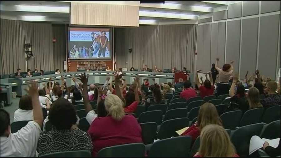Dozens of Orange County teachers attended a school board meeting Tuesday night to make their case for a pay raise.