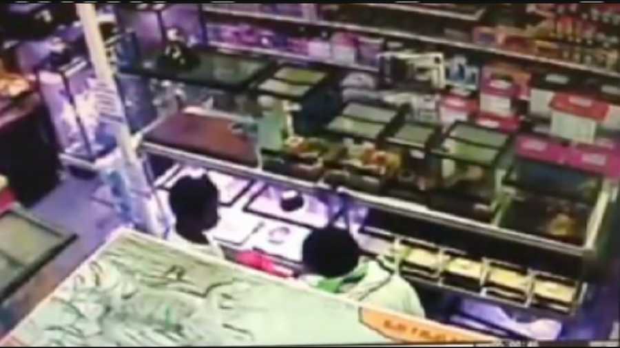 Surveillance video shows two men stealing snakes from a Bradenton pet store by stuffing them inside a hoodie.