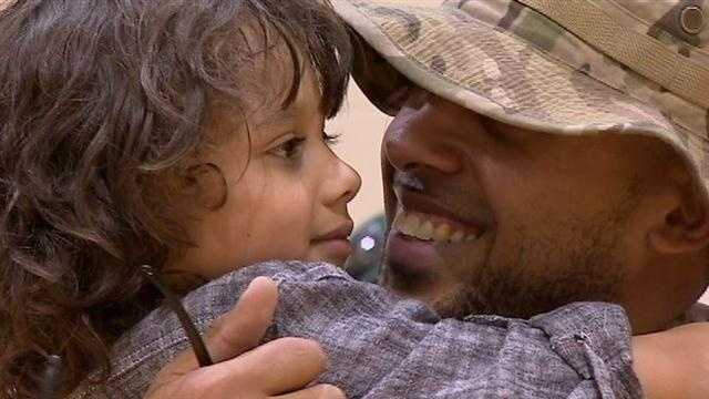 A local boy was reunited with his father after he returned home fron Afghanistan on Thursday.