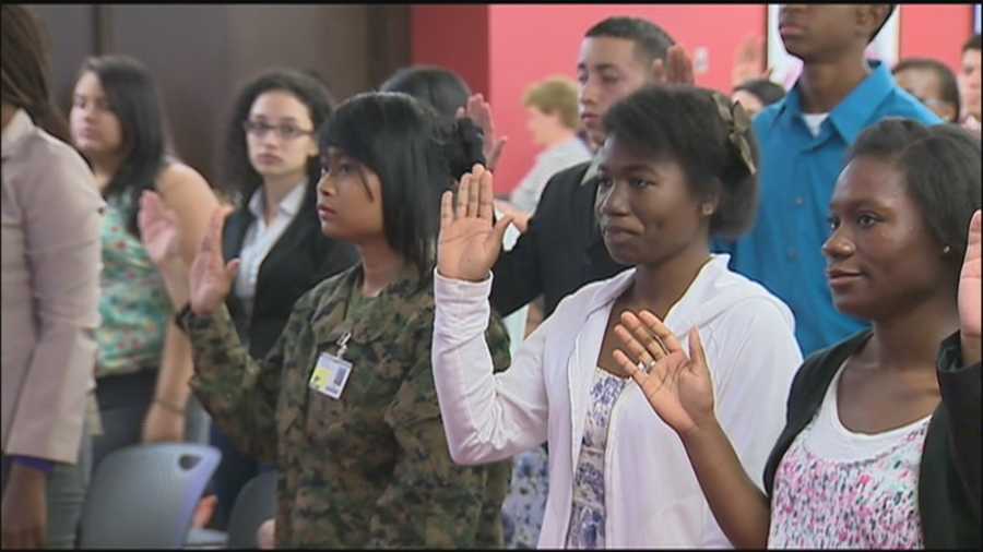More than 90 people became US citizens Thursday at a citizenship ceremony in Orange County.