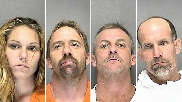 Kathryn Talbott, Bobby Sutton, Jeffrey Goodwin and Tye Lewandowski were arrested and charged with manufacturing meth on Tuesday.