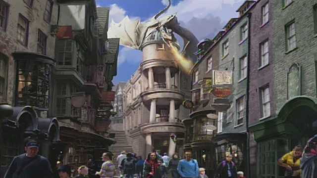 A rendering of Diagon Alley.