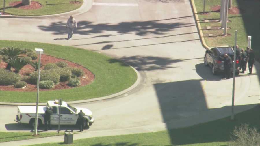 The Brevard County Courthouse in Viera was locked down after a man brandished a gun outside the building on Friday.