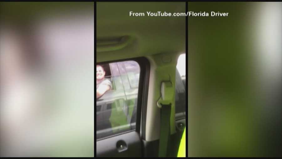 A woman in Tampa recorded another driver tailgating her and then flipping her the middle finger. But as the man passed her, he lost control.