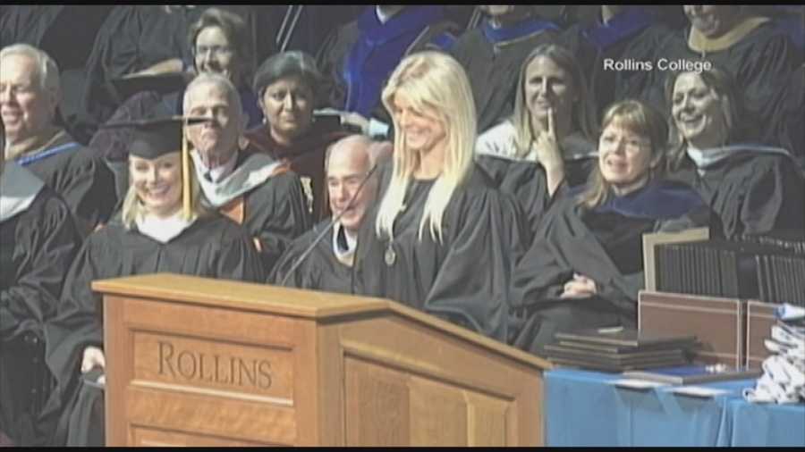Tiger Woods' ex-wife was honored as an outstanding senior during her graduation from Rollins College over the weekend.