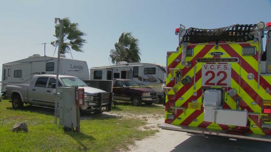 A deputy pulled a man out of a burning RV on Monday, according to the Volusia County Sheriff’s Office.