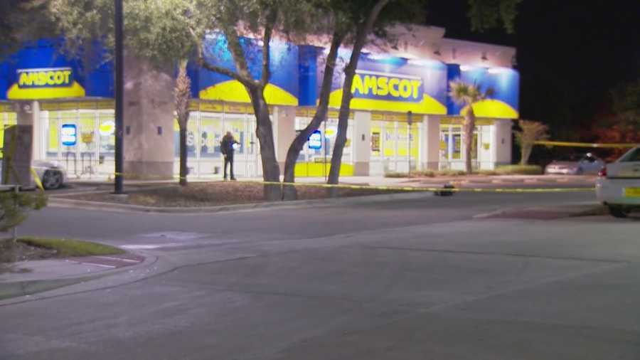 A man is dead after a shooting outside a business and the search is on for the man who killed him. It happened early this evening at the Amscot store on South John Young Parkway near Oakridge road.