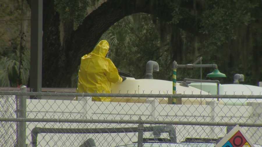 A driver offloading chlorine to a Volusia County pool store poured it into the wrong area and accidentally created mustard gas on Monday evening, according to fire rescue officials.