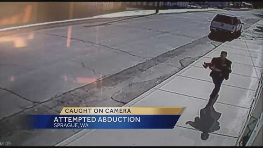 Surveillance video in Sprague, Wash., shows an attempted abduction.