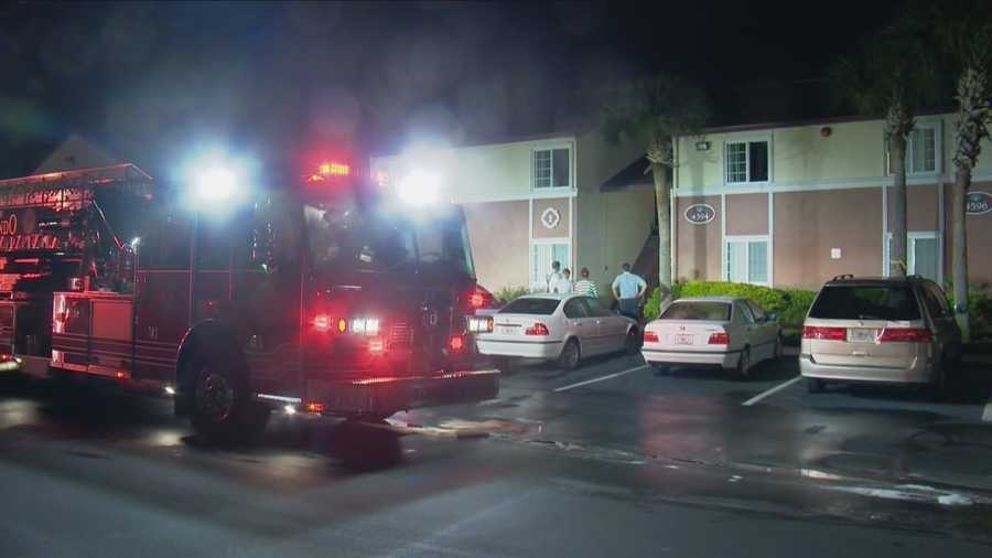 Orange County Fire Rescue officials investigate a possible case of arson on Monday morning.