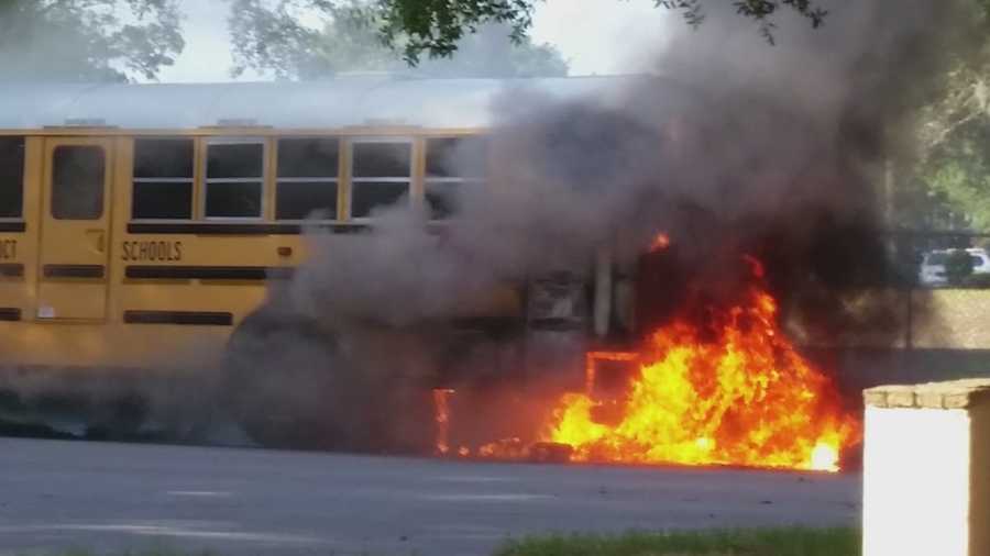 A school bus was badly damaged by fire near Rosemont Elementary School on Wednesday morning.