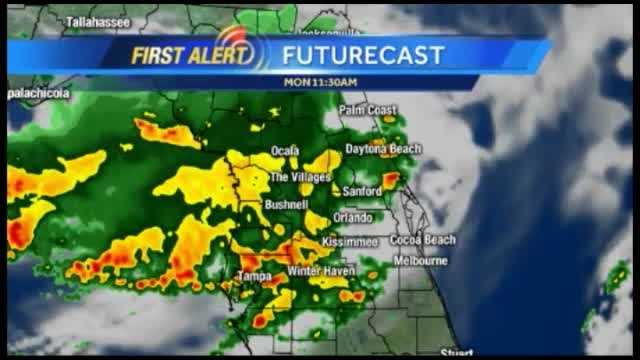 See an hour-by-hour look at storms in Central Florida today.