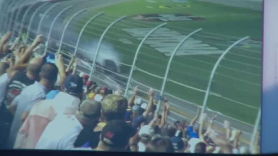 Five fans were injured in a fiery crash early Monday morning at the Coke Zero 400 at Daytona International Speedway.