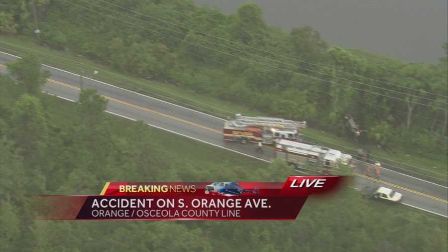 One adult was hospitalized after a crash near the Orange County/Osceola County line.
