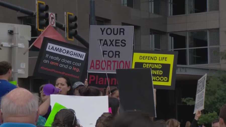 A pro-life group staged a rally in protest of alleged undercover videos of Planned Parenthood members discussing the sale of aborted fetus body parts. Michelle Meredith (@MichelleWESH) has the story.