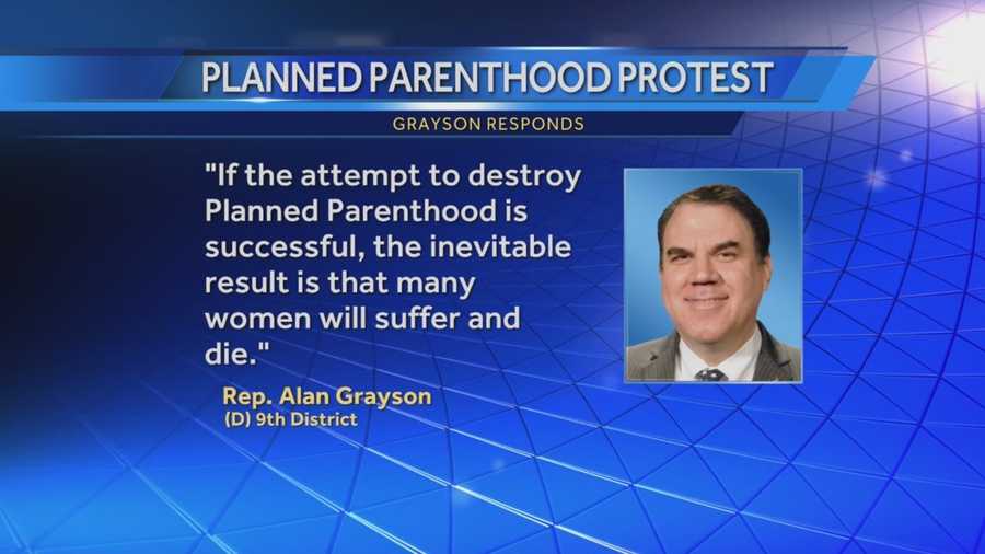 A group of protestors rallies against Planned Parenthood, demanding the government defund the organization. Amanda Ober (@AmandaOberWESH) has the story.