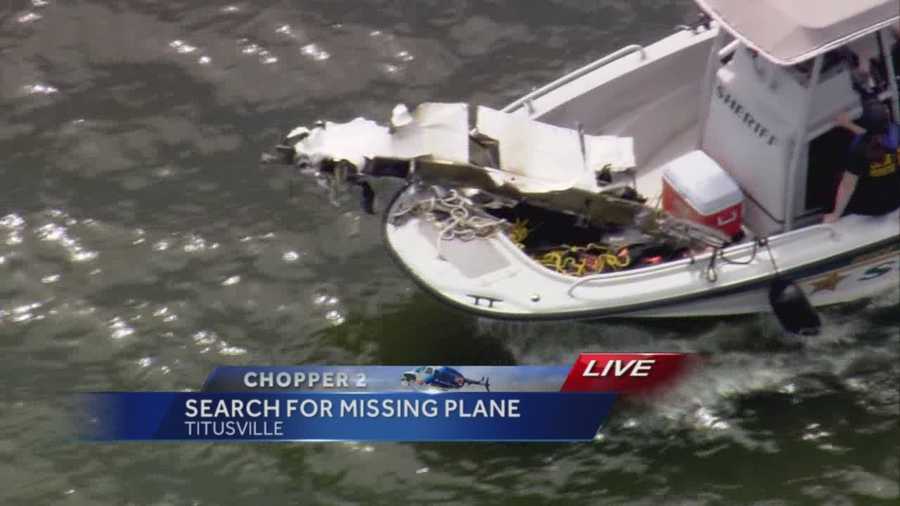Crews searching for a plane that failed to land at Space Coast Regional Airport during storms Wednesday have apparently retrieved debris from the Indian River. But officials haven't confirmed whether it belongs to the missing plane.
