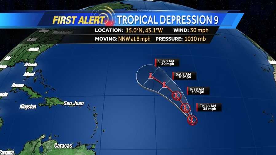 New Tropical Depression Forms In Central Atlantic