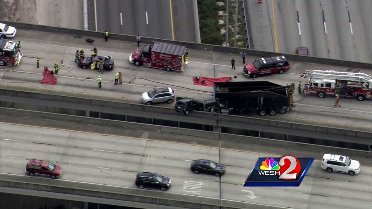Vehicle hangs off Maitland bridge over I4 after crash