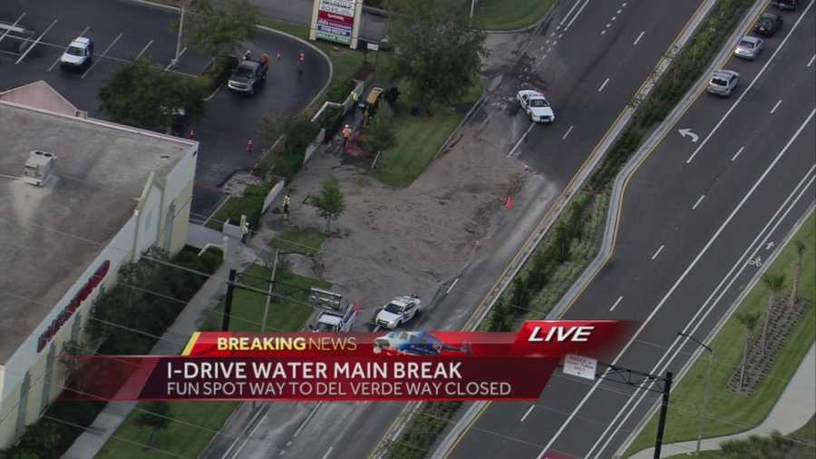 Crews are working to repair a water main break on I-Drive southbound in Orlando, officials said.
