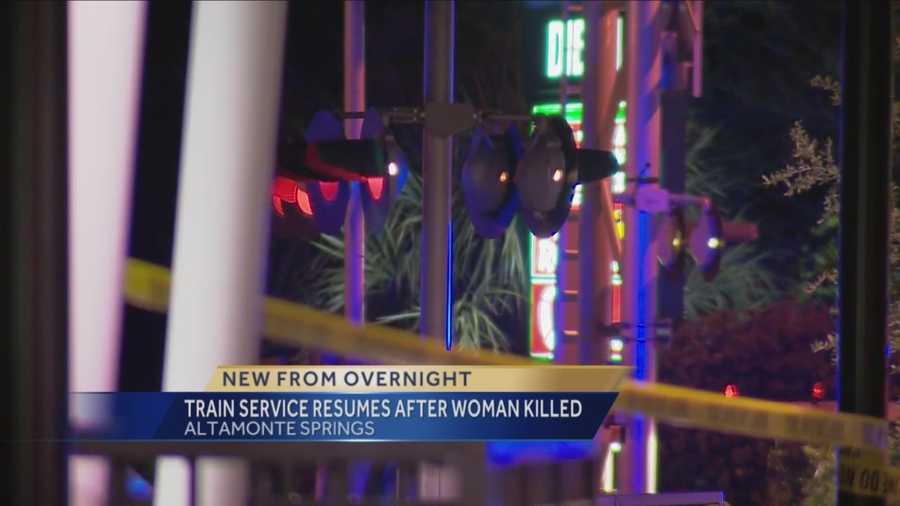 Rail traffic is moving again in Altamonte Springs, where a woman was fatally struck by an Amtrak train Wednesday night.