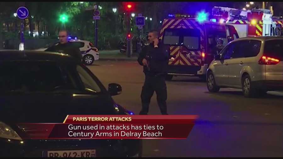 WESH 2 News has discovered a Florida connection to the recent terror attacks in Paris. The serial number from a semi-automatic M92 pistol used in those attacks is linked to an online gun dealer located in Florida. Adrian Whitsett reports.