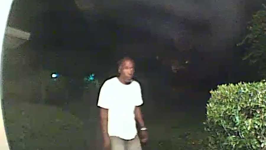 Surveillance video shows a man wearing a white T-shirt walking up and down a sidewalk in Sanford on Monday night, before he decided to walk up to a man's front door and help himself to the package sitting there. Summer Knowles (@WESH2SummerK) spoke to the man who caught the thief on video.
