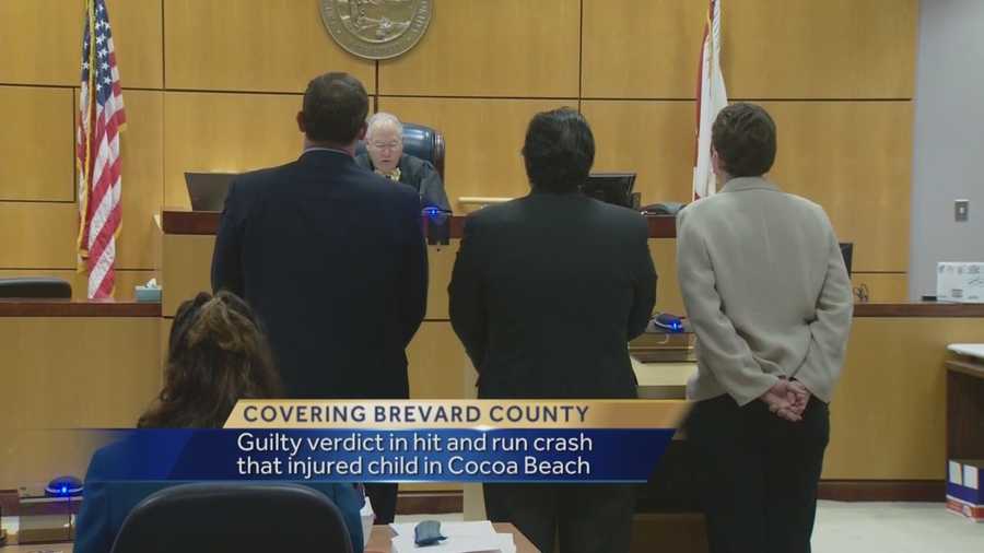 A woman was found guilty for running over a 12-year-old boy and leaving the scene on New Year's Eve last year in Cocoa Beach. A Brevard County jury took a little more than an hour to convict Michelle Simkins. The crash broke the legs of Thomas Gregory, who testified on Wednesday.