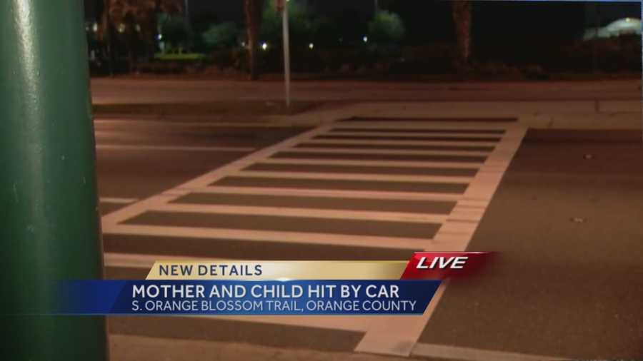 A mother and her 3-year-old child were rushed to the hospital after they were hit by a car while walking in the crosswalk along South Orange Blossom Trail at Holden Avenue. Chris Hush (@ChrisHushWESH) has the latest update.