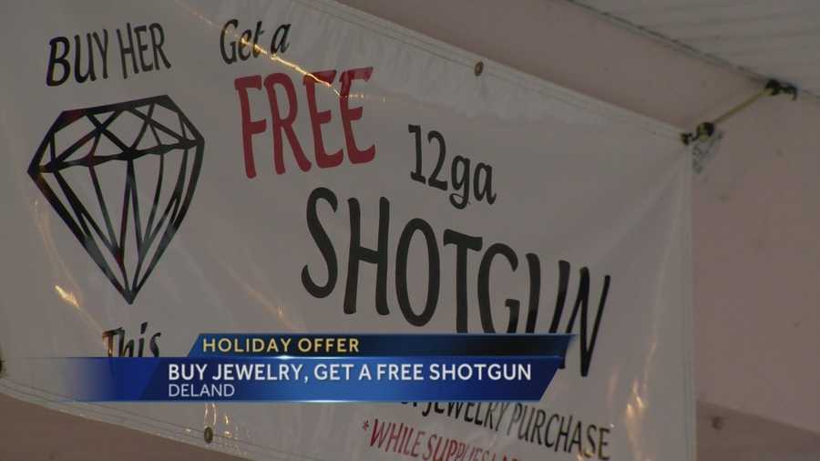 It's a controversial promotion raising eyebrows: 'Buy some jewelry, get a free shotgun.' That's how a DeLand jeweler is trying to drum up business for the holidays. WESH 2's Meredith McDonough has more information on the unusual offer.