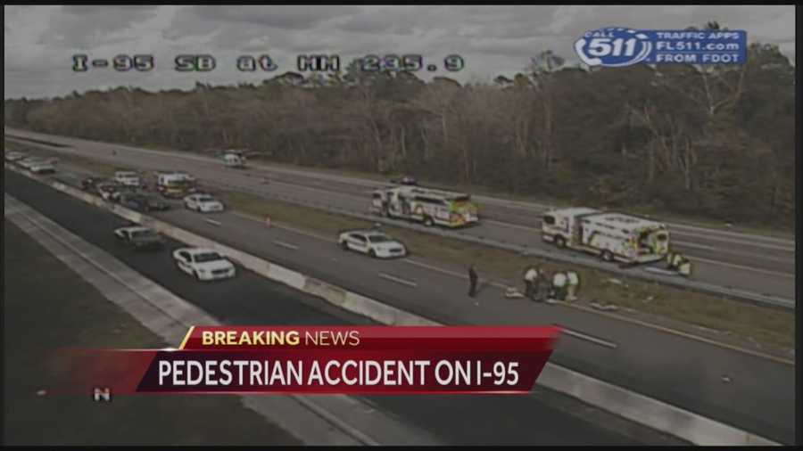 A pedestrian was hit by a vehicle on southbound Interstate 95 in Volusia County on New Year's Day, according to the Volusia County Sheriff's Office.
