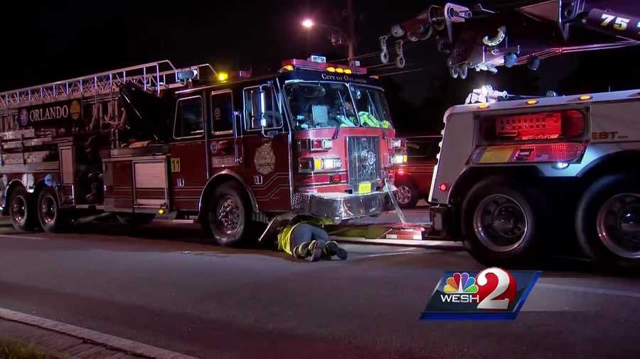 A fire truck heading to a call Thursday night crashed on Curry Ford Road during rush hour. Chris Hush (@ChrisHushWESH) spoke to those who were involved in the accident.