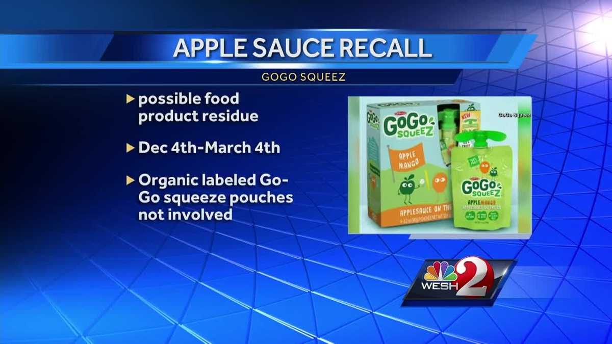 GoGo Squeez apple sauce recalled over contamination concerns