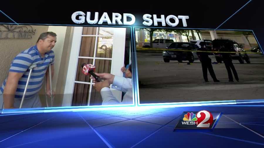 A local security guard, hired to keep watch over a shopping center, is trying to cope with being shot. The shooter fired 11 times. Chris Hush (@ChrisHushWESH) has the latest update.