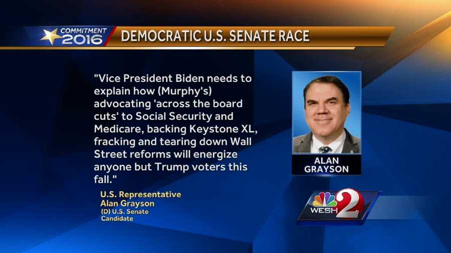 Congressman Alan Grayson is not only preparing for a battle against Republicans, but with each new day, he faces battles with his own party. Greg Fox (@GregFoxWESH) has the story.