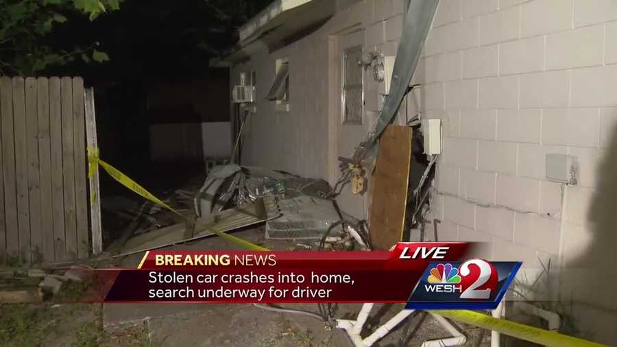A stolen vehicle struck a home Wednesday night in Orange County, according to the Florida Highway Patrol. Summer Knowles reports.