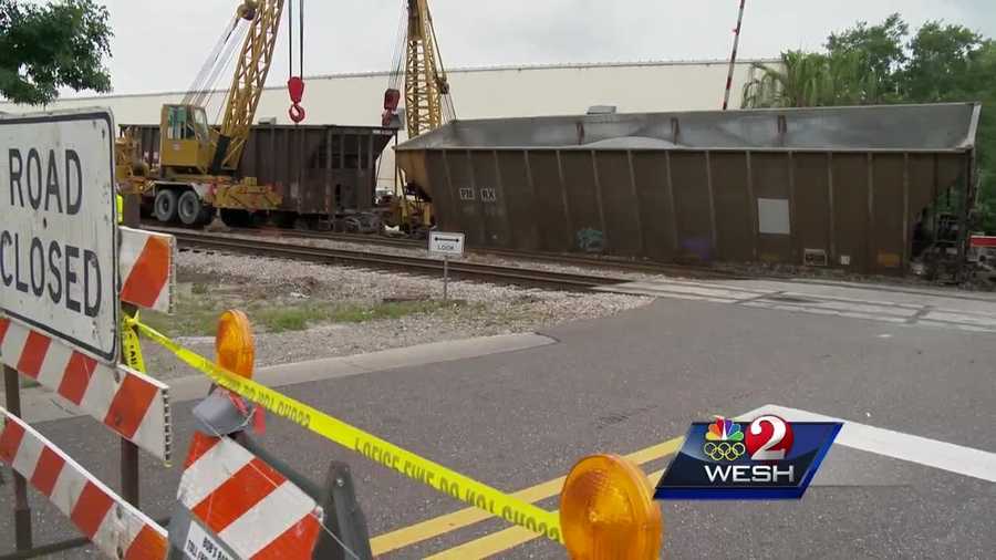 Pineloch Avenue near downtown Orlando was closed after a CSX freight train derailed early Wednesday.