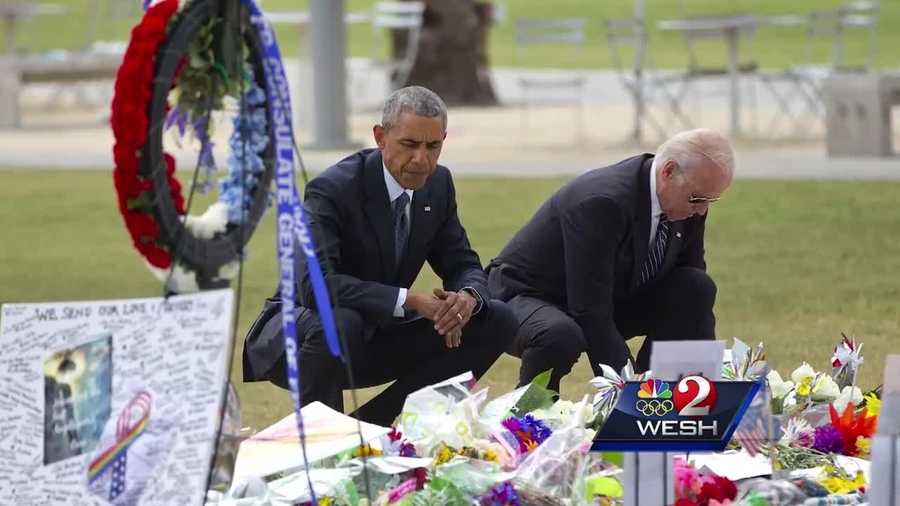 The president was part of Orlando United following the Pulse massacre. He and the vice president touched down and brought their motorcade through town to the Amway Center to spend a few hours with survivors and families of victims. Matt Lupoli reports.
