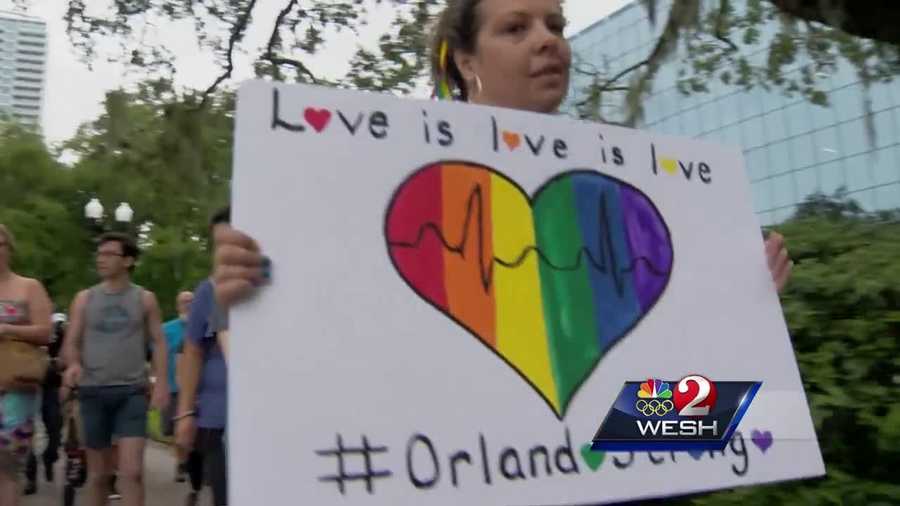 Hundreds showed up at Lake Eola to walk off the bewilderment that the past week brought.