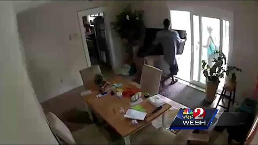 Police in Daytona Beach are looking for thieves shown on home surveillance video hauling off about $9,500 worth of possessions.