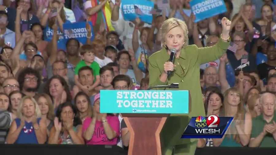 After meeting with community leaders in Orlando, Hillary Clinton headed for Tampa where she held a campaign rally Friday evening.