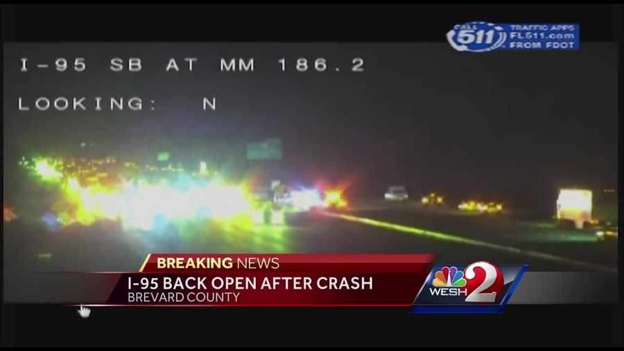 Southbound I-95 was temporarily shut down Tuesday night at around 8:15 p.m. due to a crash, according to Brevard County fire officials.