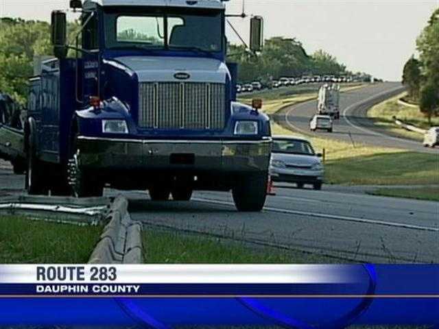 Tractor-trailer overturned on Route 283 in Dauphin County